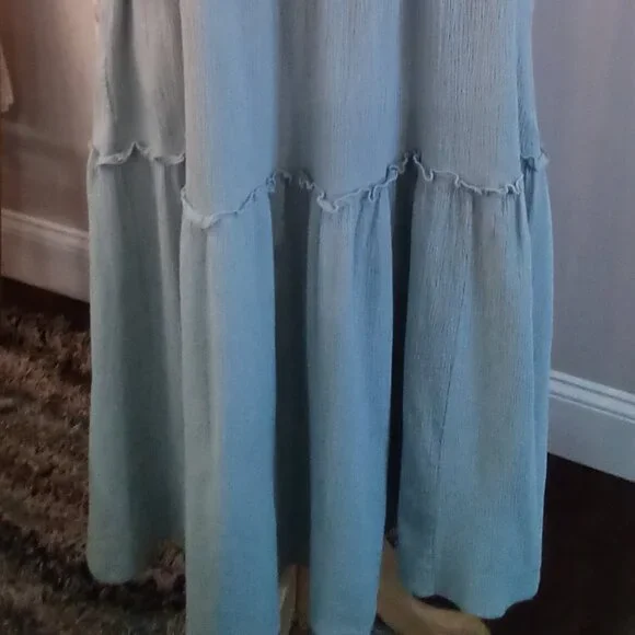 Tea n Rose Sage Green tiered Dress Size Large #0186 - Picture 2 of 12